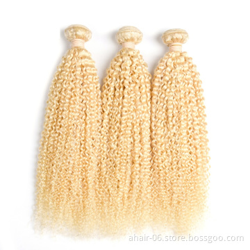 New Arrival Virgin No Tangle No Shed Human 613 Blonde Kinky Curly Hair